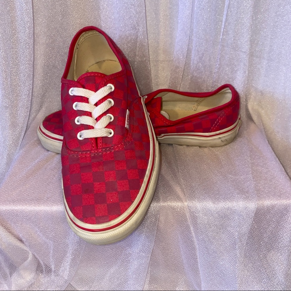 Vans Authentic Pink Checkered Sneakers Youth Size 4 Skate Shoes